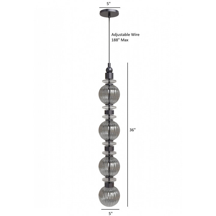 Avenue Lighting Avra 36"H Stacked LED Pendant HF7904-BK in Black/Smoked Glass view 4
