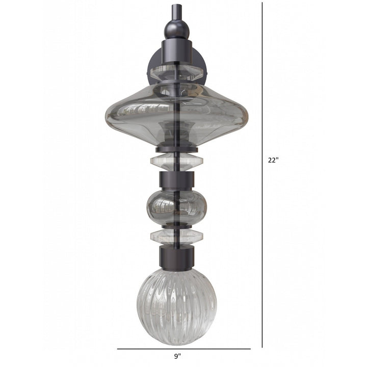 Avenue Lighting Avra 22"H Wall Sconce HF8900-BK in Black/Smoked Glass view 4