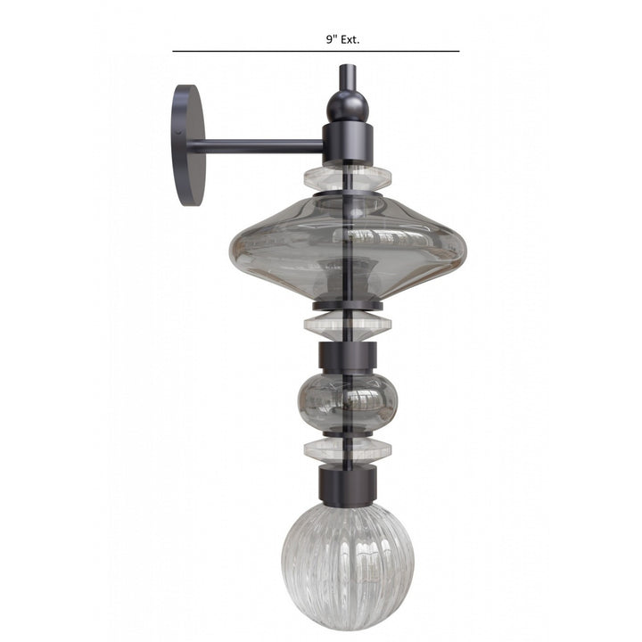 Avenue Lighting Avra 22"H Wall Sconce HF8900-BK in Black/Smoked Glass view 5