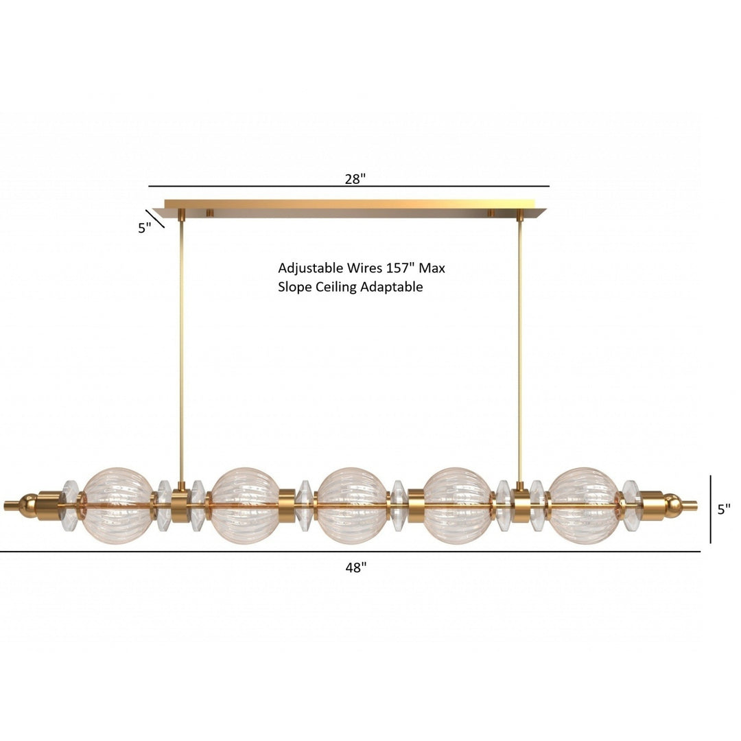 Avenue Lighting Avra 5-Light 48"W Linear LED Pendant HF7955-AB in Aged Brass/Clear Glass view 4