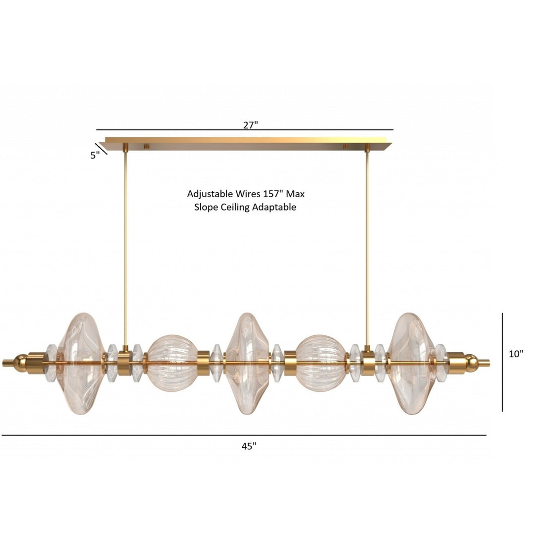 Avenue Lighting Avra 5-Light 45"W Linear LED Pendant HF7977-AB in Aged Brass/Clear Glass view 4