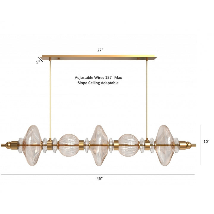 Avenue Lighting Avra 5-Light 45"W Linear LED Pendant HF7977-AB in Aged Brass/Clear Glass view 4