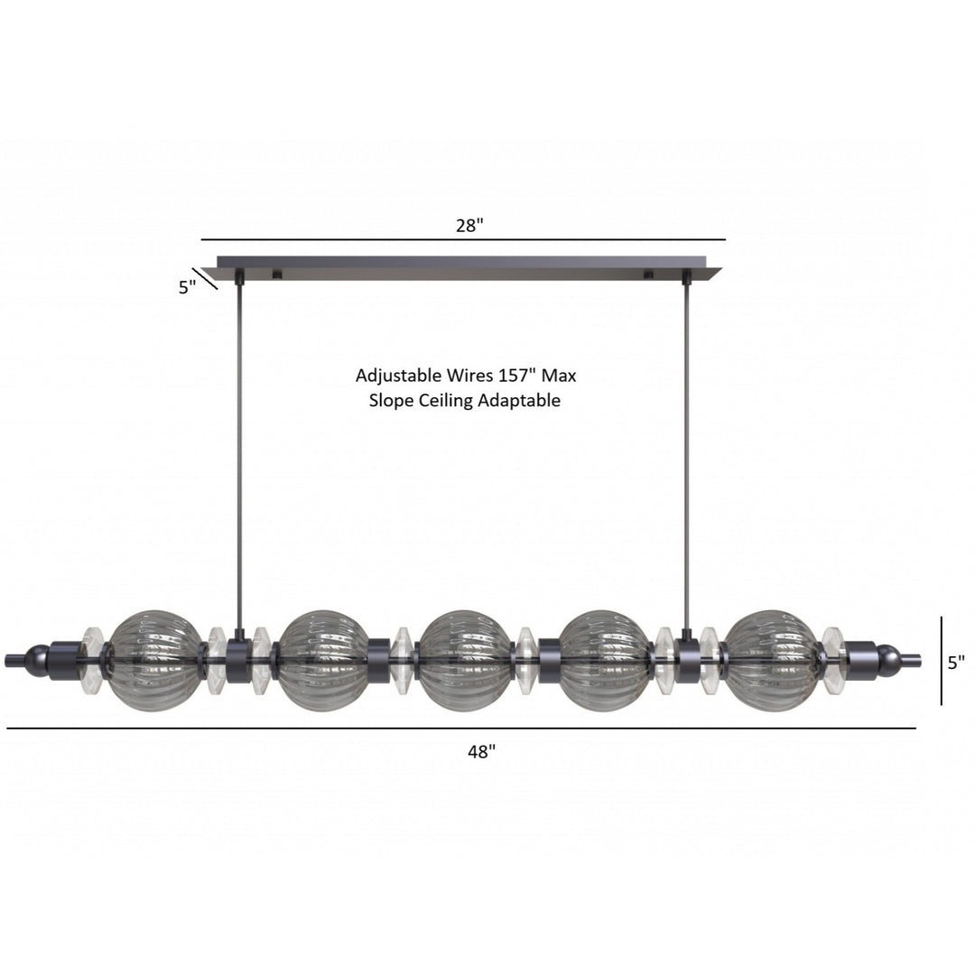 Avenue Lighting Avra 5-Light 48"W Linear LED Pendant HF7955-BK in Black/Smoked Glass view 5