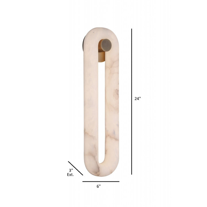 Avenue Lighting Sedona 24"H Soft Oval Loop Alabaster LED Wall Sconce HF2955-AB in Aged Brass/Alabaster view 2