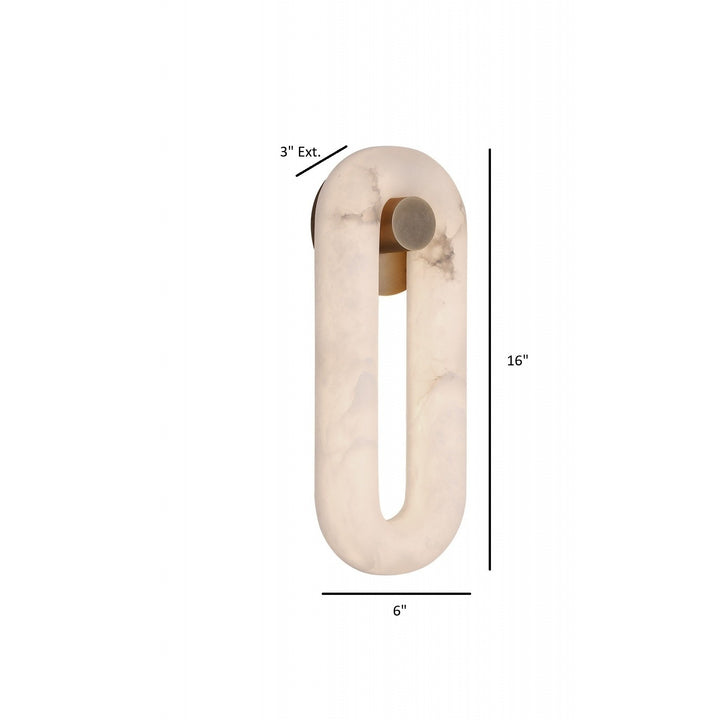 Avenue Lighting Sedona 16"H Soft Oval Loop Alabaster LED Wall Sconce HF2954-AB in Aged Brass/Alabaster view 2