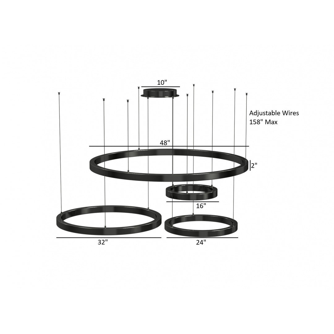 Avenue Lighting Aria 4-Ring 64"W LED Chandelier HF4444-BK in Black Gunmetal view 5