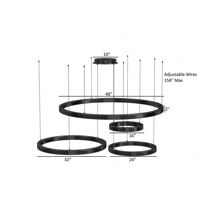Avenue Lighting Aria 4-Ring 64"W LED Chandelier HF4444-BK in Black Gunmetal view 5