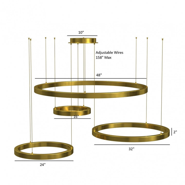 Avenue Lighting Aria 4-Ring 64"W LED Chandelier HF4444-PB in Polished Brass view 5