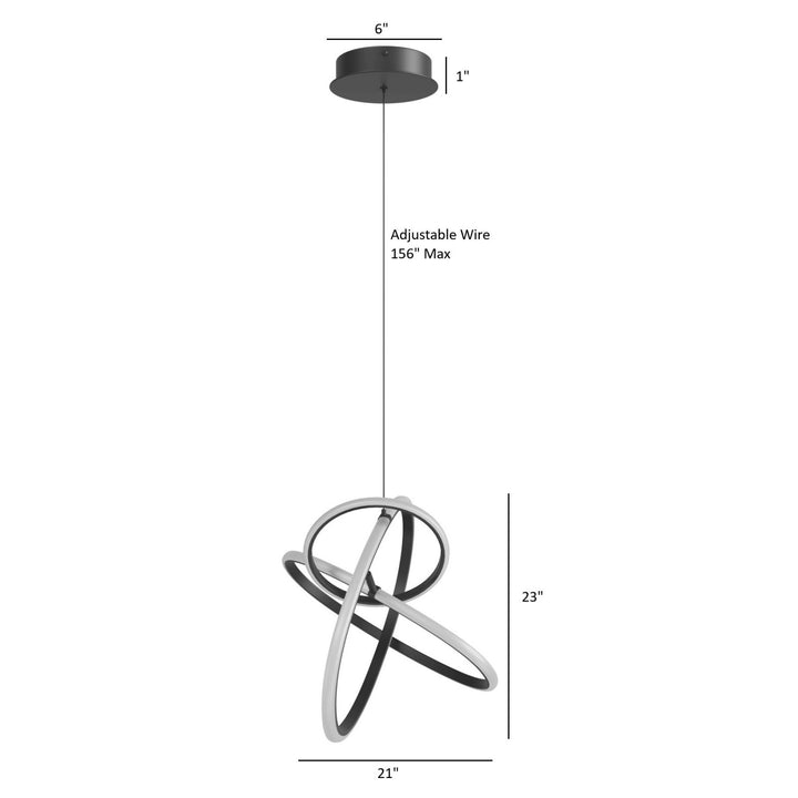 Avenue Lighting Circa 3-Ring 21"W LED Pendant HF5023-BK in Black view 5