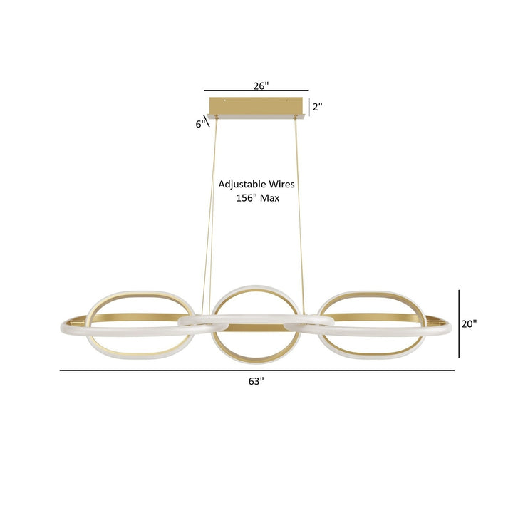Avenue Lighting Circa 6-Ring 63"W LED Pendant HF5025-GL in Gold view 5