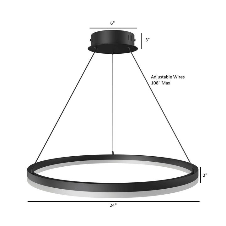Avenue Lighting Circa 24"W LED Ring Pendant HF5027-BK in Black view 5