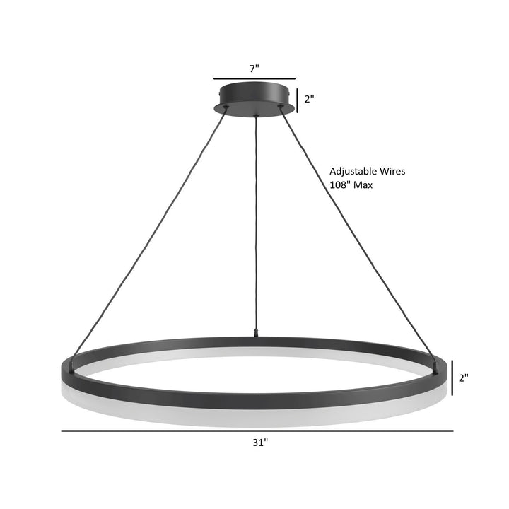 Avenue Lighting Circa 31"W Ring LED Pendant HF5028-BK in Black view 5