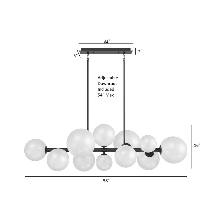 Avenue Lighting Delilah 12-Light 58"W Chandelier HF4222-BK-WHT in Black/White Glass view 5