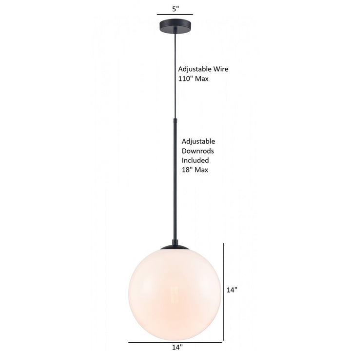 Avenue Lighting Delilah 1-Light 14"W Glass Globe Pendant HF4201-BK-WHT in Black/White Glass view 2
