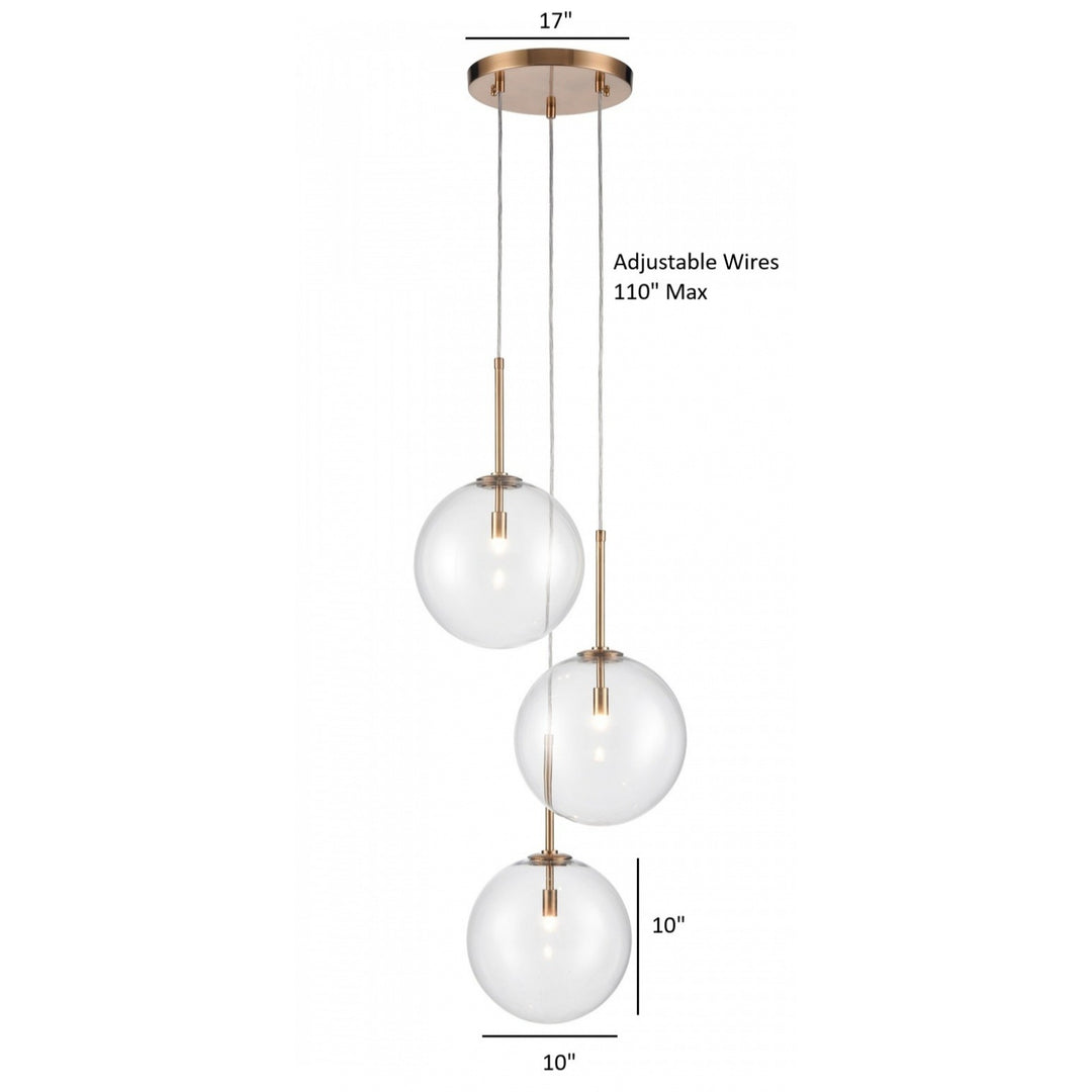 Avenue Lighting Delilah 3-Light 17"W Chandelier HF4233-AB in Aged Brass/Clear Glass view 2