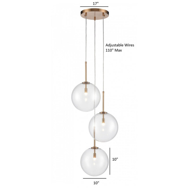Avenue Lighting Delilah 3-Light 17"W Chandelier HF4233-AB in Aged Brass/Clear Glass view 2