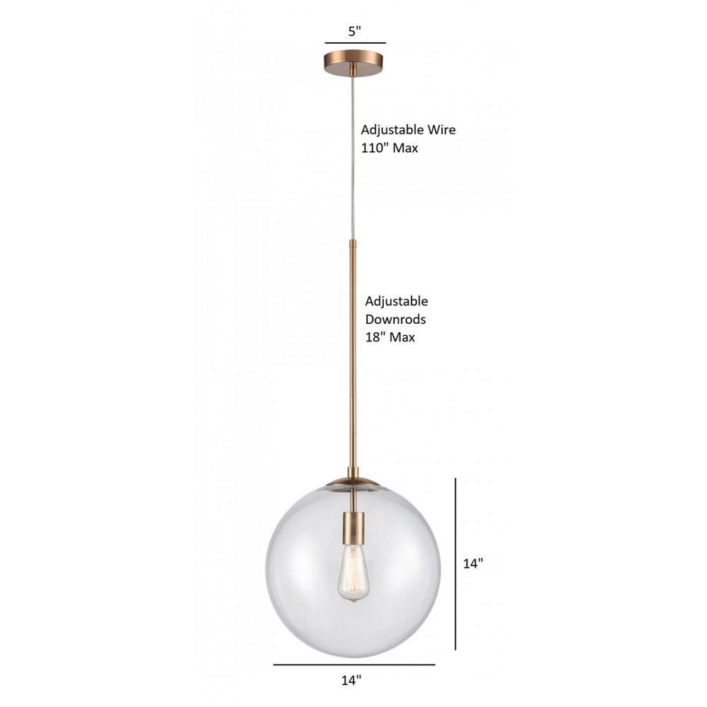 Avenue Lighting Delilah 1-Light 14"W Glass Globe Pendant HF4201-AB in Aged Brass/Clear Glass view 2