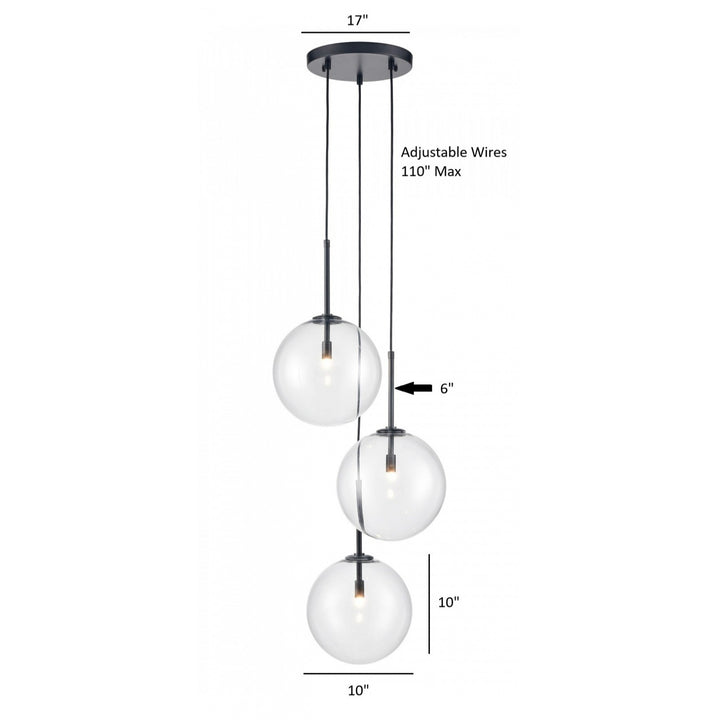 Avenue Lighting Delilah 3-Light 17"W Chandelier HF4233-BK in Black/Clear Glass view 2