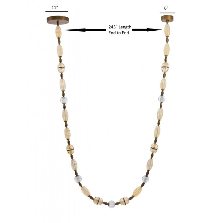 Avenue Lighting Dubai 243"L Glass Strand LED Pendant HF7163-AGB in Aged Golden Brass/Gold Glass view 2