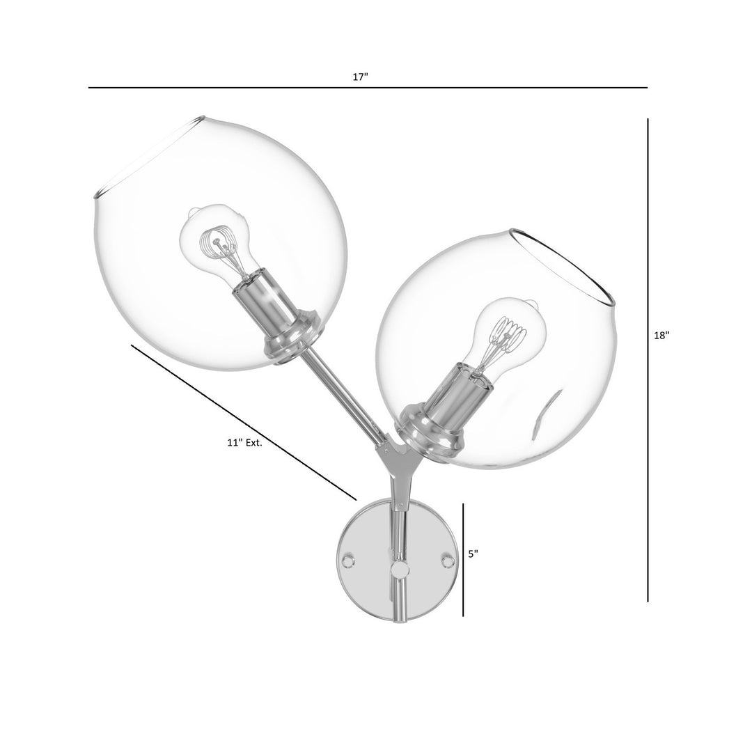 Avenue Lighting Fairfax 18"H 2-Light Wall Sconce HF8082-CH in Matte Chrome view 4