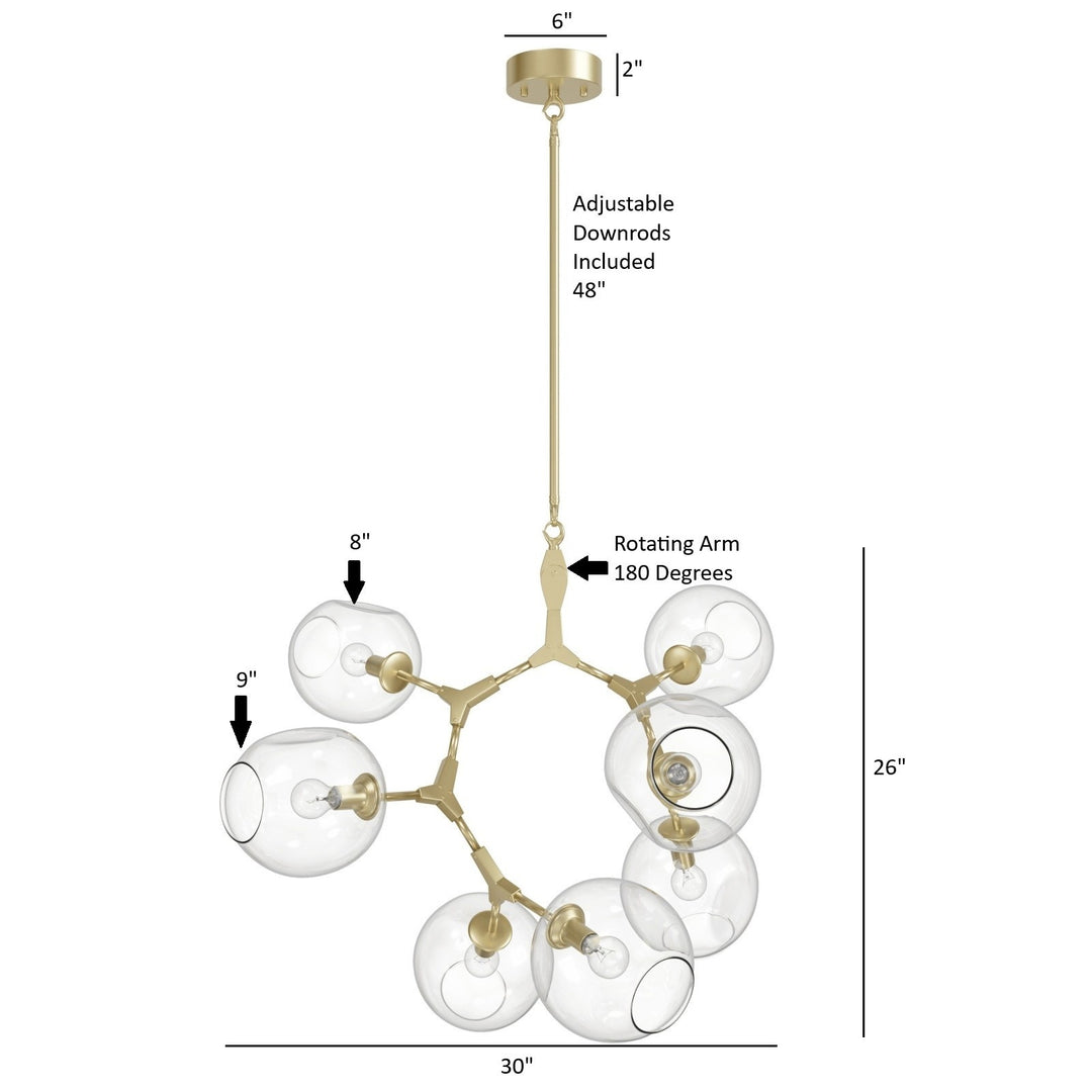Avenue Lighting Fairfax 7-Light 30"W Chandelier HF8070-BB in Brushed Brass view 4