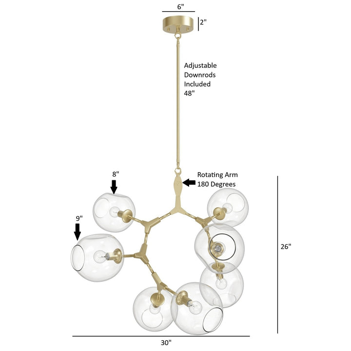 Avenue Lighting Fairfax 7-Light 30"W Chandelier HF8070-BB in Brushed Brass view 4