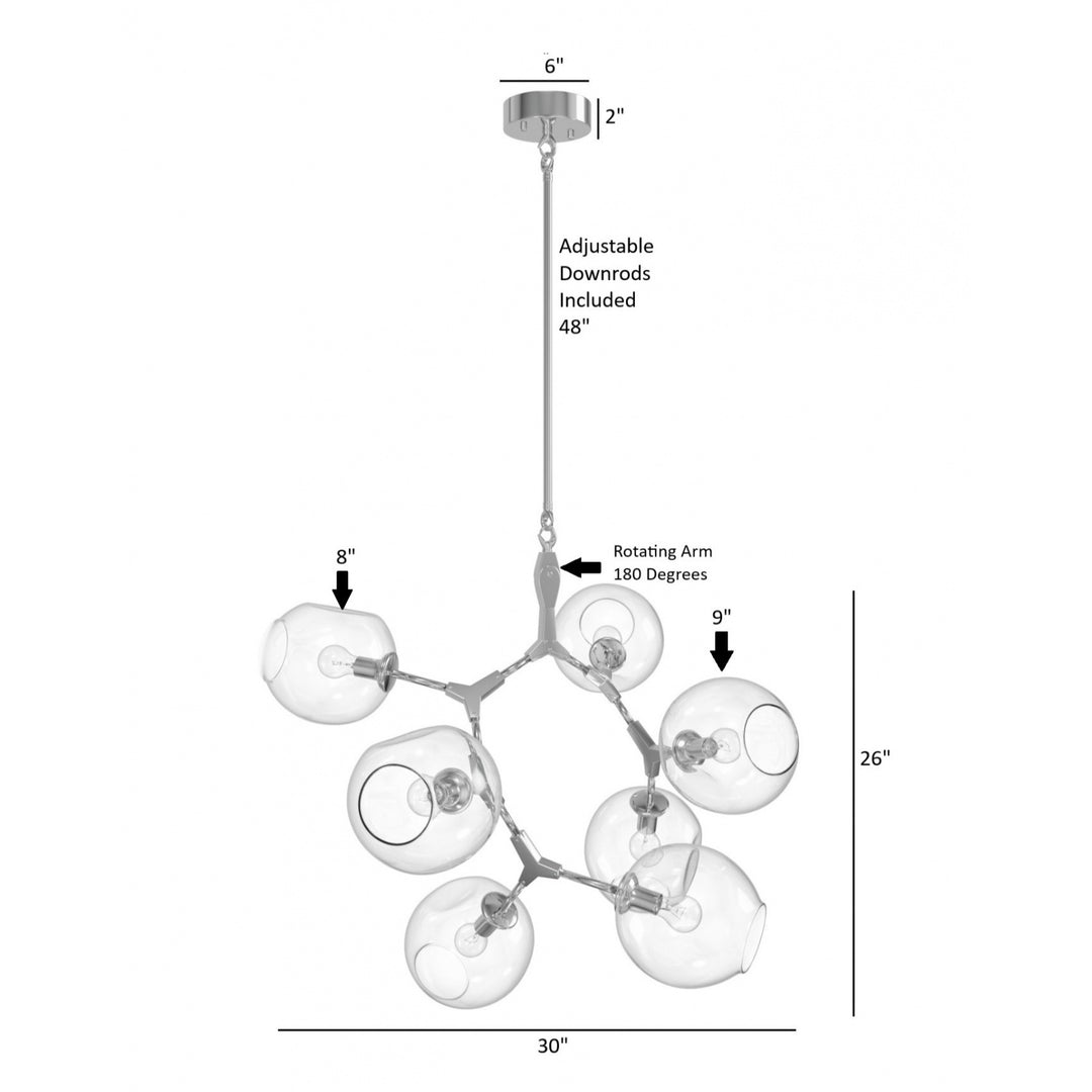 Avenue Lighting Fairfax 7-Light 30"W Chandelier HF8070-CH in Matte Chrome view 4