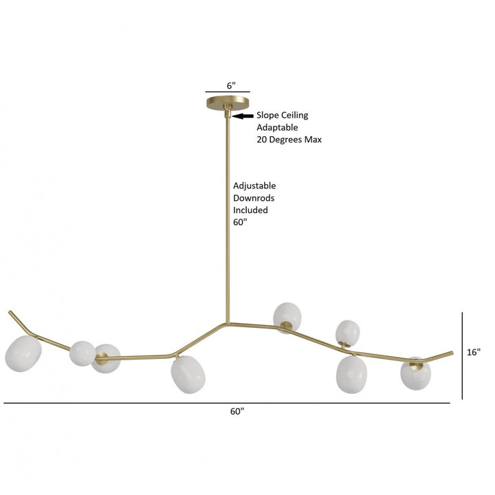 Avenue Lighting Hampton 8-Light 60"W Chandelier HF4808-WHT in Brushed Brass/White Glass view 4