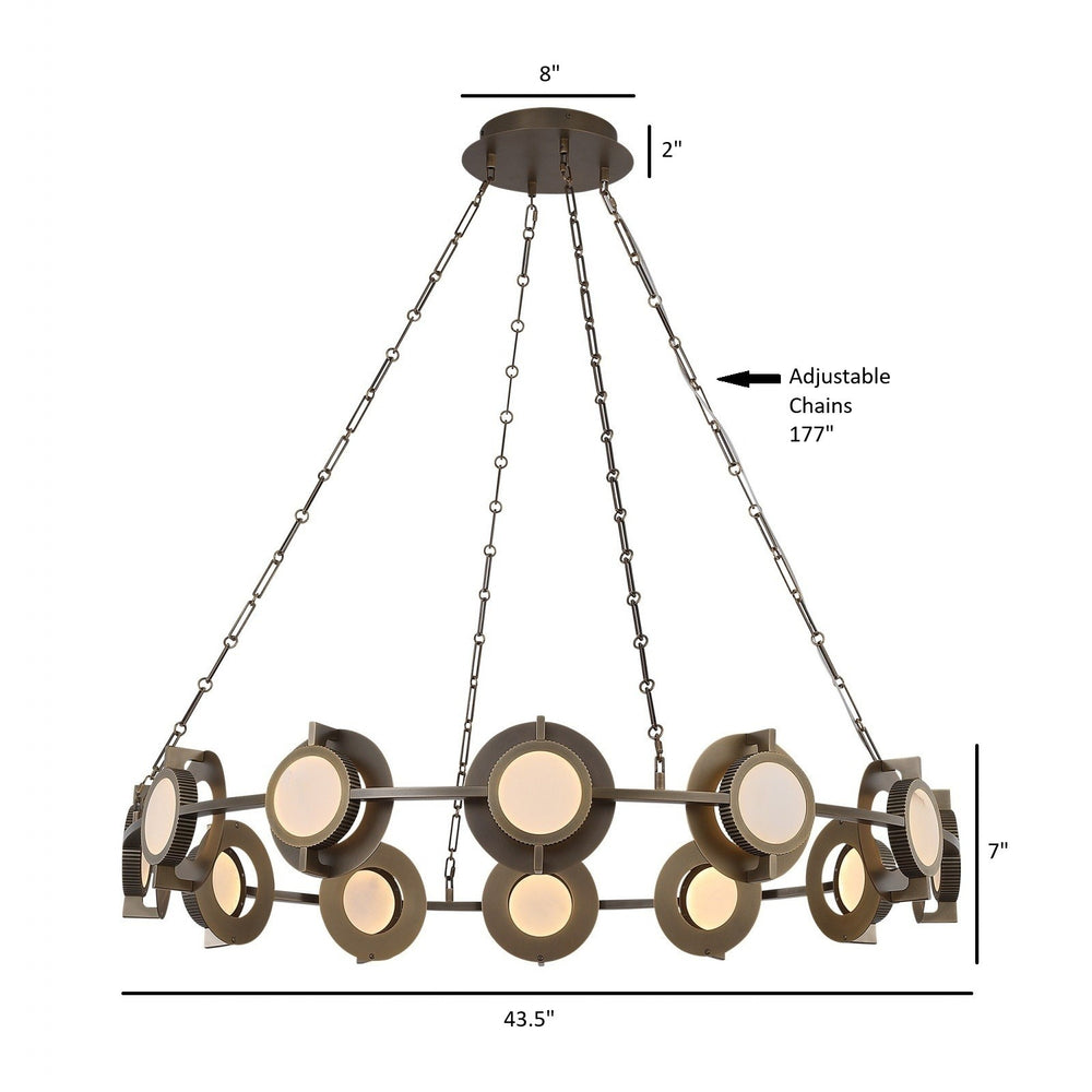 Avenue Lighting Mayfair 12-Light 43.5"W Round Alabaster Chandelier HF7012-AB in Aged Brass/Alabaster view 2