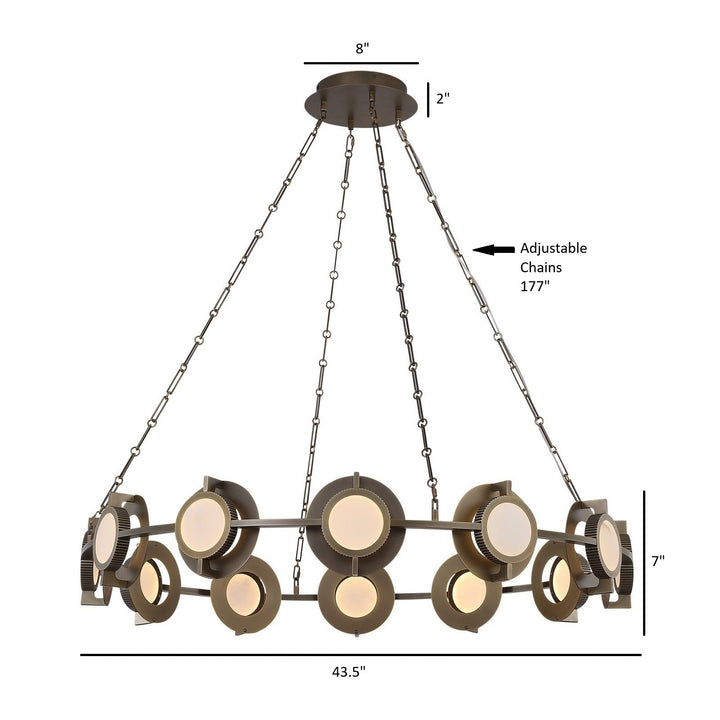 Avenue Lighting Mayfair 12-Light 43.5"W Round Alabaster Chandelier HF7012-AB in Aged Brass/Alabaster view 2