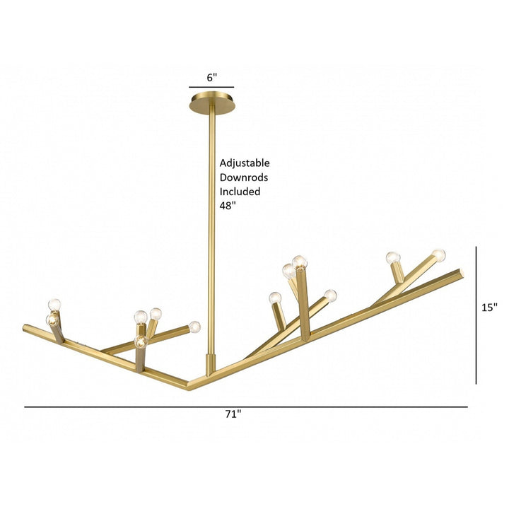 Avenue Lighting The Oaks 12-Light 71"W Branch Chandelier HF8812-BB in Brushed Brass view 4