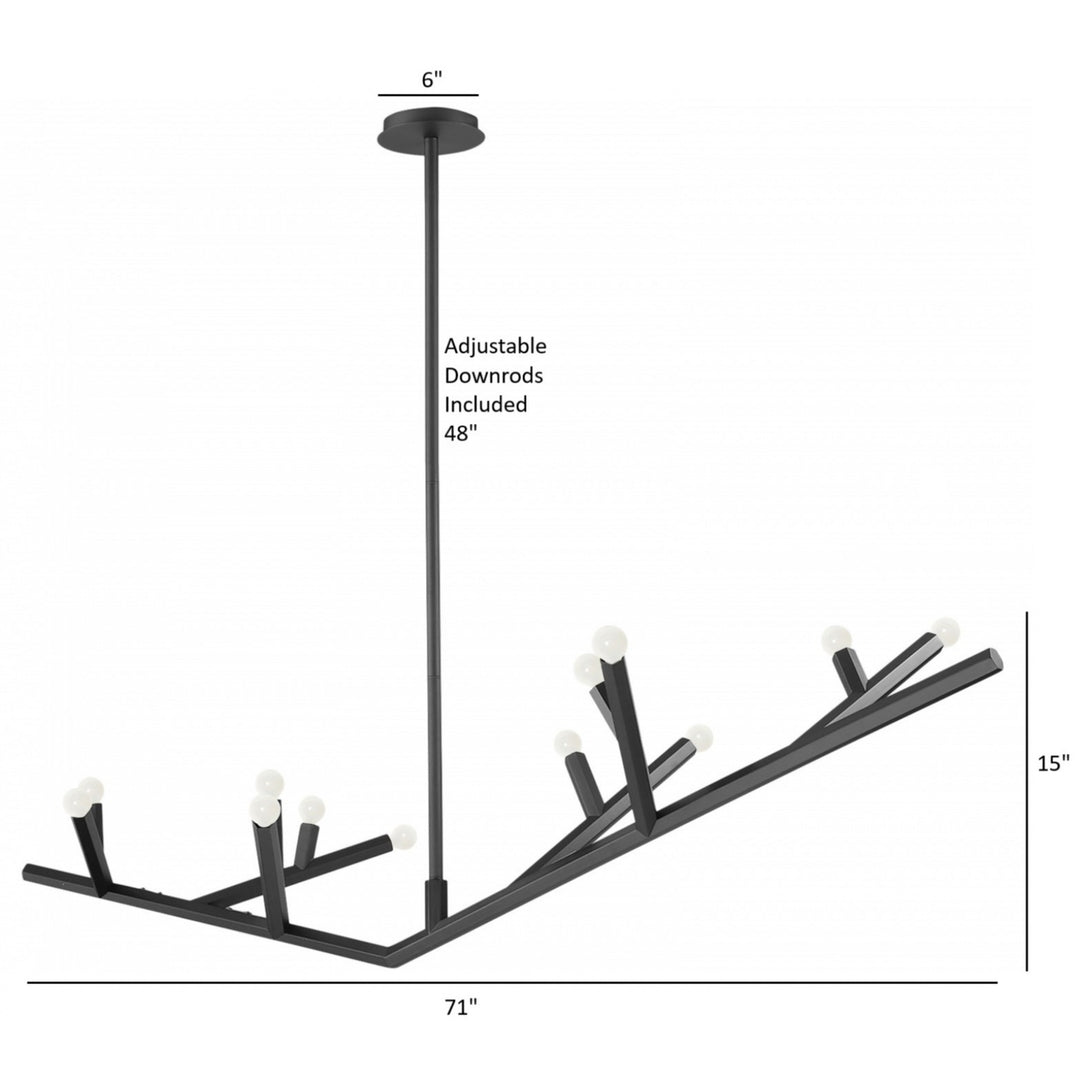 Avenue Lighting The Oaks 12-Light 71"W Branch Chandelier HF8812-BLK in Black view 4