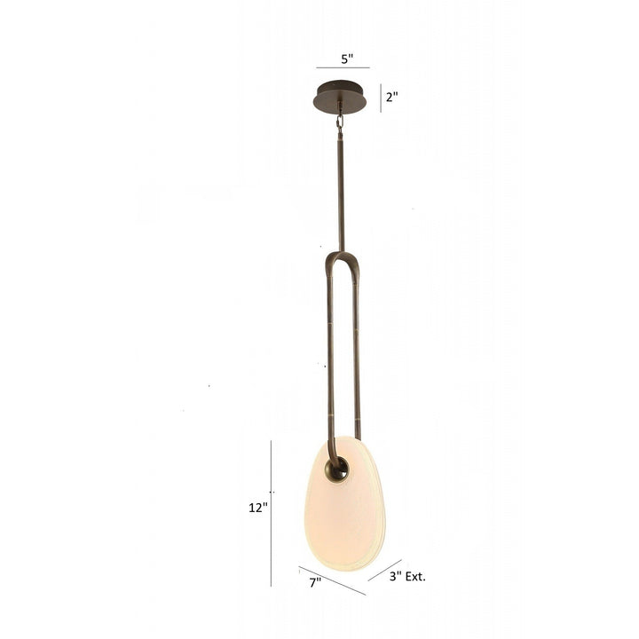 Avenue Lighting Palmea 1-Light 12"H Oval Glass LED Pendant HF7101-AB-WHT in Aged Brass/White Glass view 2