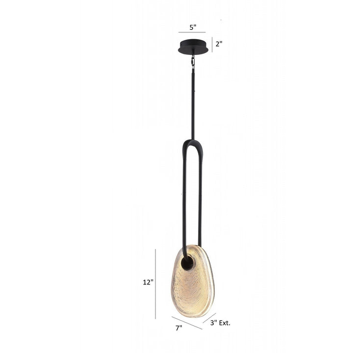 Avenue Lighting Palmea 1-Light 12"H Oval Glass LED Pendant HF7101-BK-SMK in Matte Black/Smoked Glass view 2