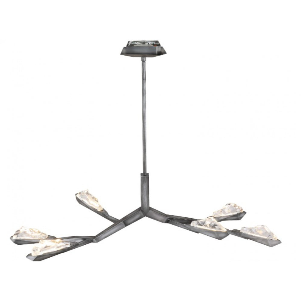 Avenue Lighting Geneva 6-Light 54"W LED Chandelier HF8036-RS in Rusted Silver/Clear Crystals