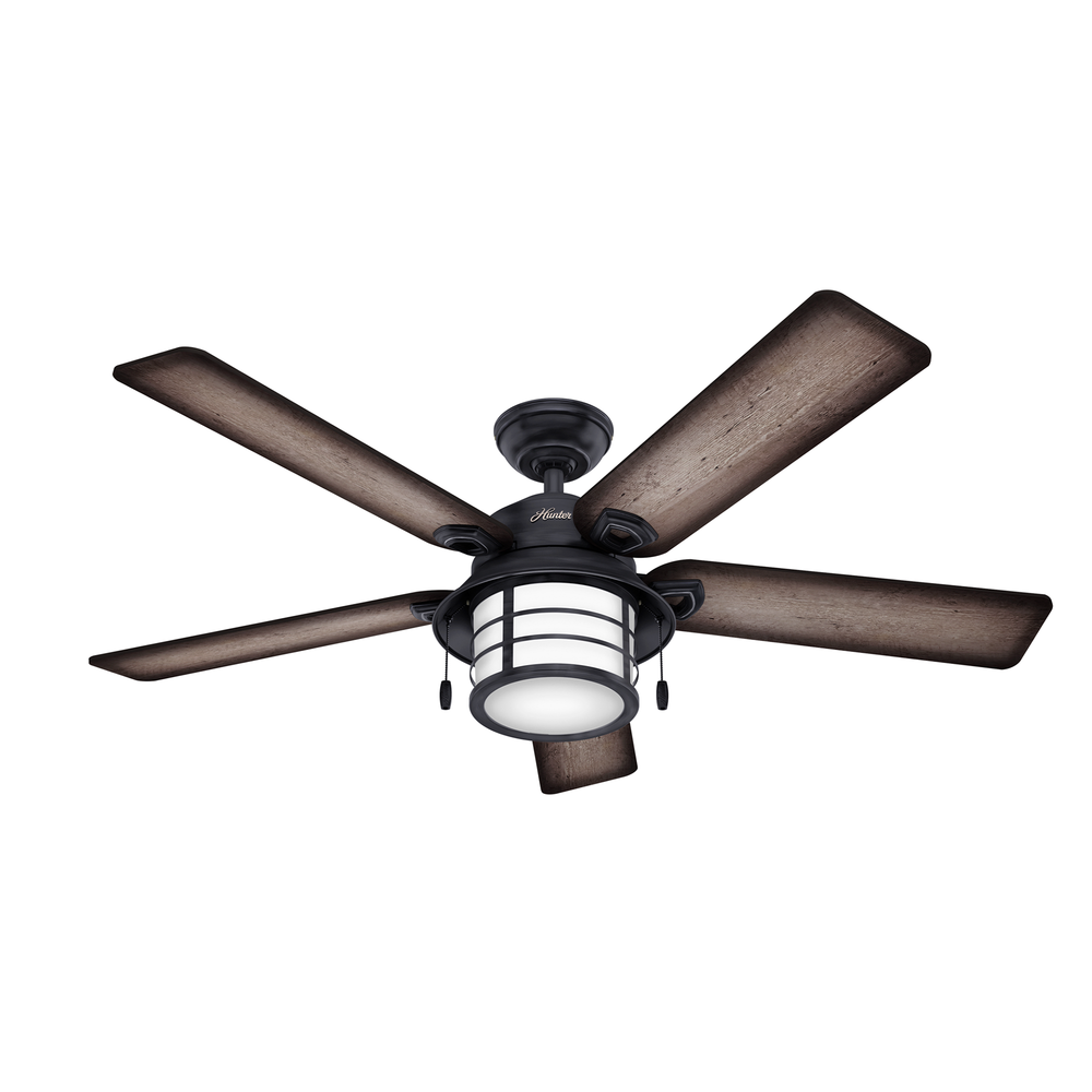 Hunter 54 inch Key Biscayne Damp Rated Ceiling Fan with LED Light Kit and Pull Chain