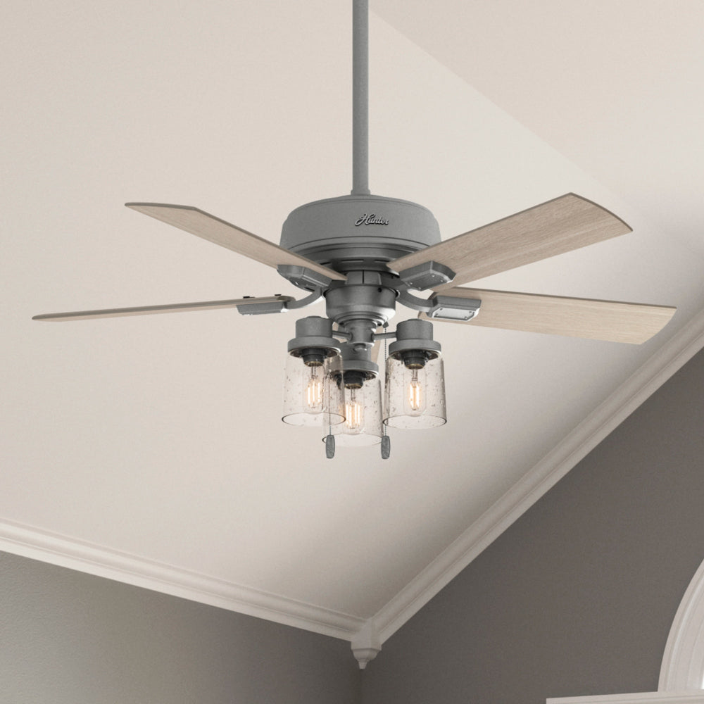 Hunter 44 inch Hartland Ceiling Fan with LED Light Kit and Pull Chain Indoor Ceiling Fans Hunter   