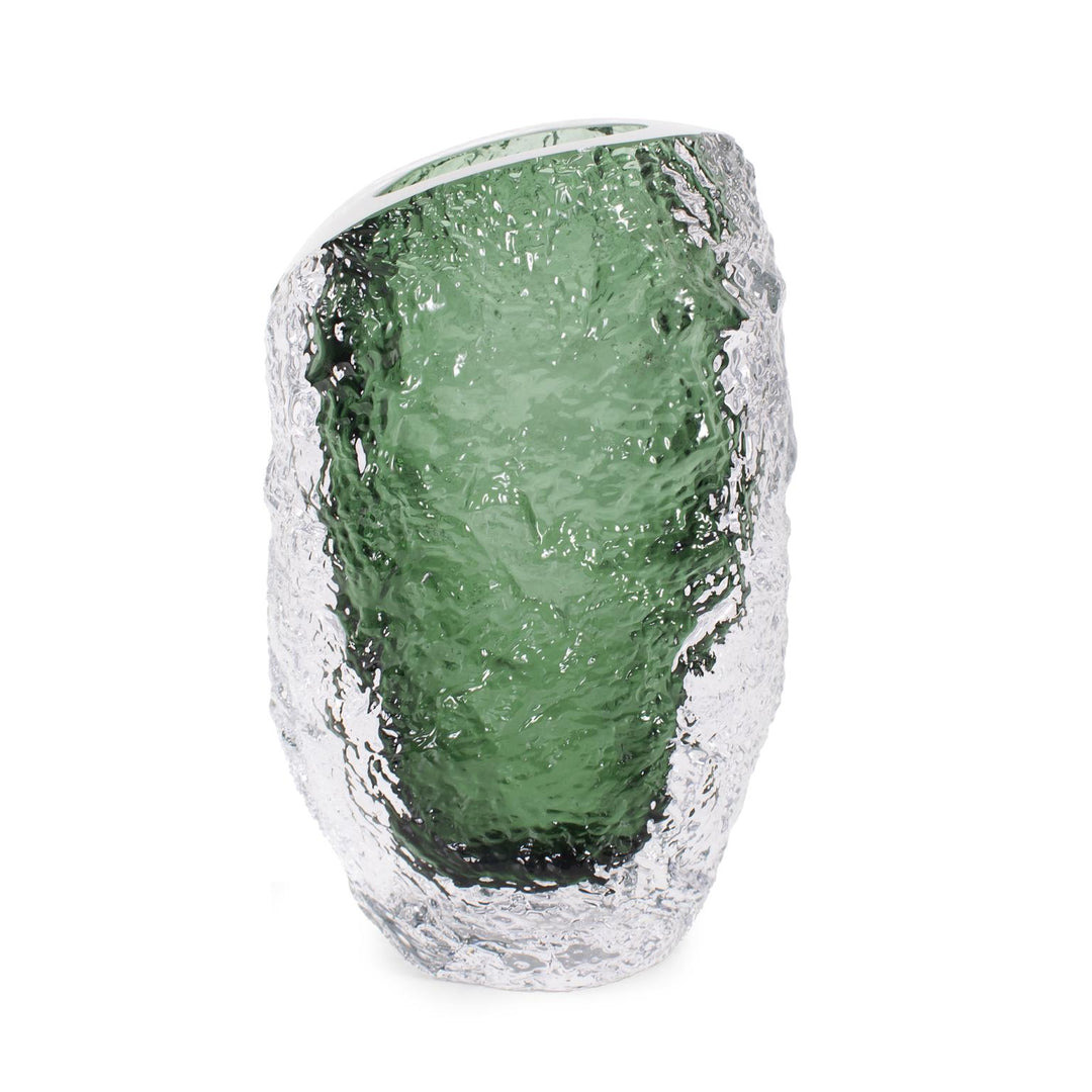 Howard Elliott Emerald Crystalized Glass Vase