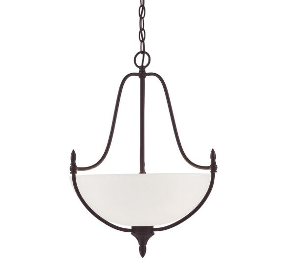 Savoy House Essentials Herndon Pendant Pendant Savoy House 18x18x22 Bronze White Frosted Glass