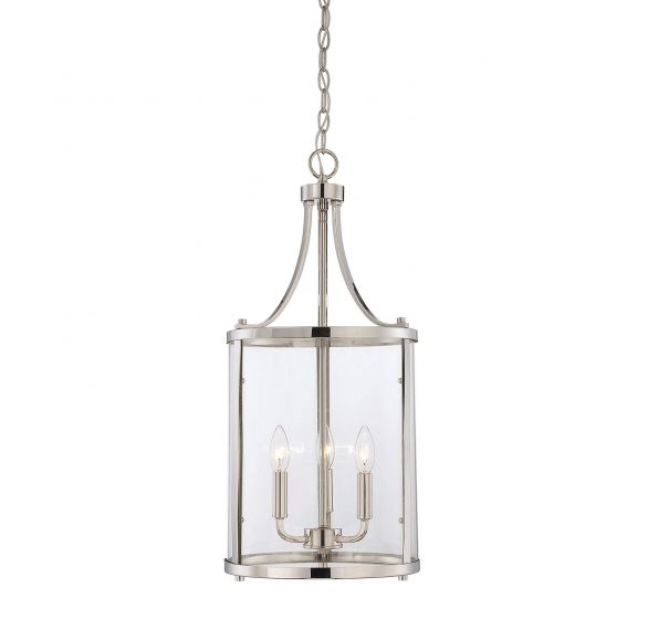 Savoy House Essentials Penrose Pendant Pendants Savoy House 12x12x26 Chrome/Polished Nickel Clear Glass