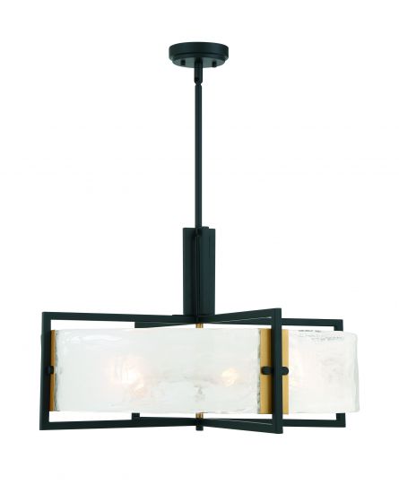 Savoy House Hayward Pendant Pendants Savoy House Matte Black with Warm Brass Accents 5 Strie Piastra