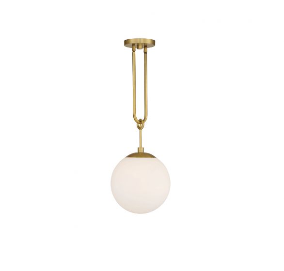 Savoy House Essentials Becker Pendant Pendants Savoy House 10x10x27.5 Brass White Glass