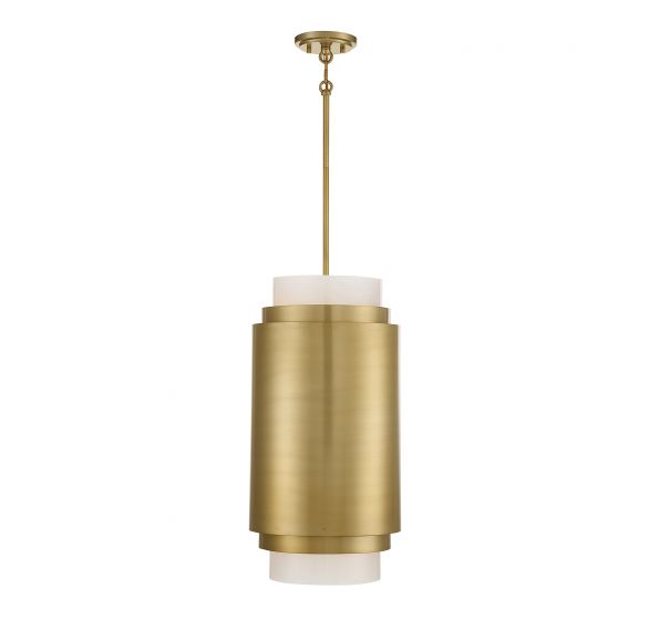 Savoy House Beacon Pendant Pendant Savoy House Burnished Brass 3 Frosted White