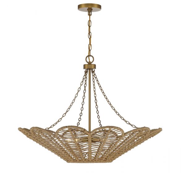 Savoy House Cyperas Pendant Pendants Savoy House Warm Brass and Rope 5 