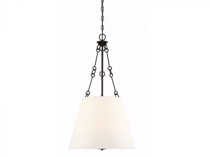 Savoy House Essentials Austin Pendant Pendants Savoy House 18x18x32.25 Bronze White Fabric