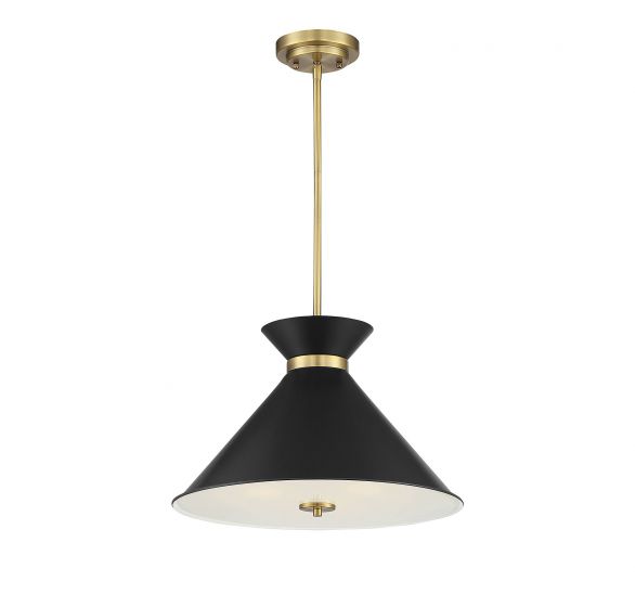 Savoy House Lamar Pendant Pendants Savoy House Black with Warm Brass Accents 3 Clear Diffuser Metal