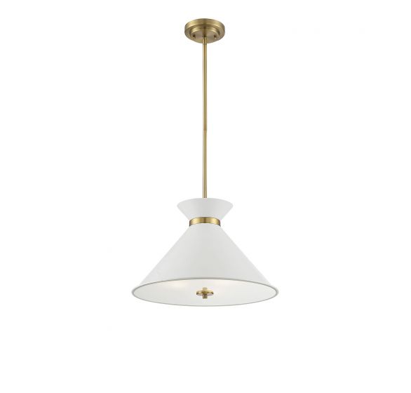 Savoy House Lamar Pendant Pendants Savoy House White with Brass Accents 3 Clear Diffuser Metal