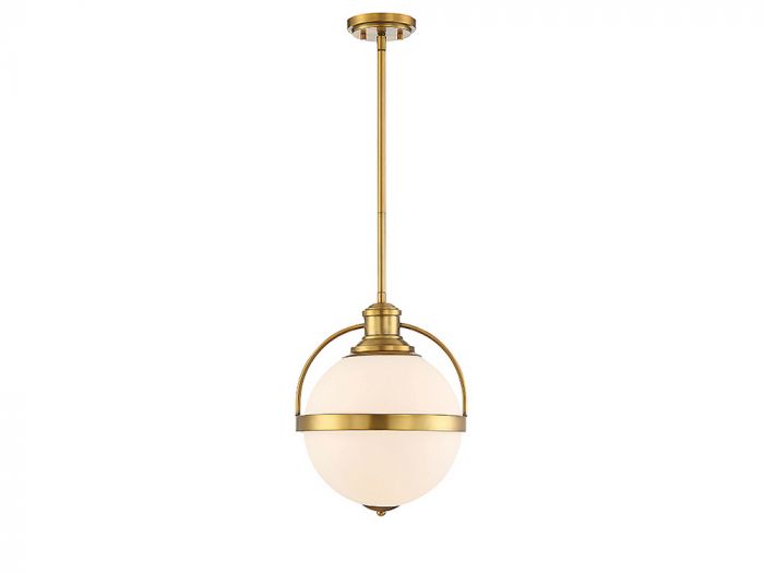 Savoy House Essentials Westbourne Pendant Pendants Savoy House 12.75x12.75x16.5 Brass White Opal Glass