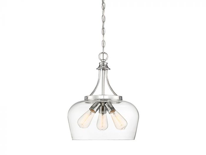 Savoy House Essentials Octave Pendant Pendant Savoy House 15x15x18 Chrome/Polished Nickel Clear Glass