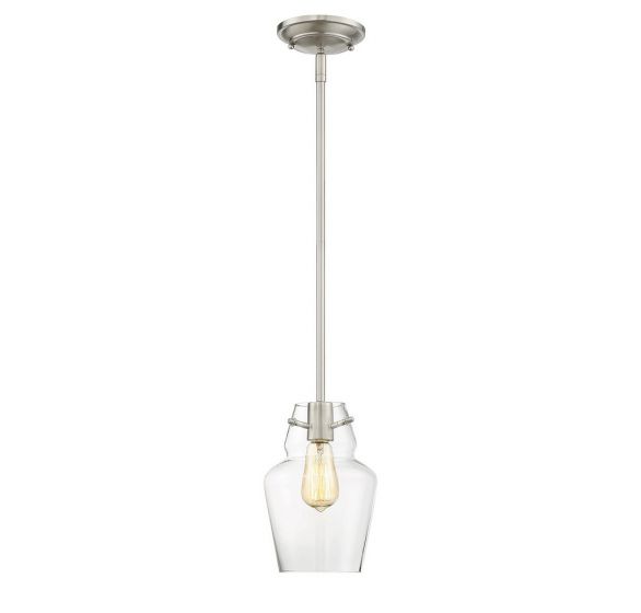 Savoy House Essentials Vintage Mini-Pendant Mini-Pendants Savoy House 7x7x10.5 Satin Nickel Clear Glass